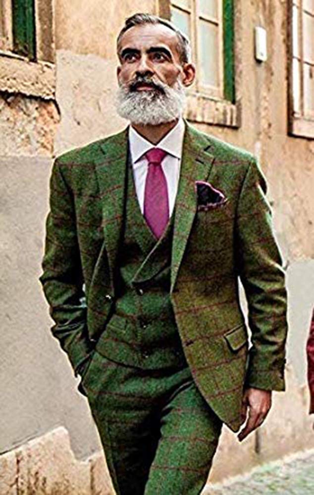 Stylish Men's Plaid Notch Lapel 3-Piece Suit Set - Jacket, Vest & Pants | Formal Business Attire, Wedding, Office & Special Occasions