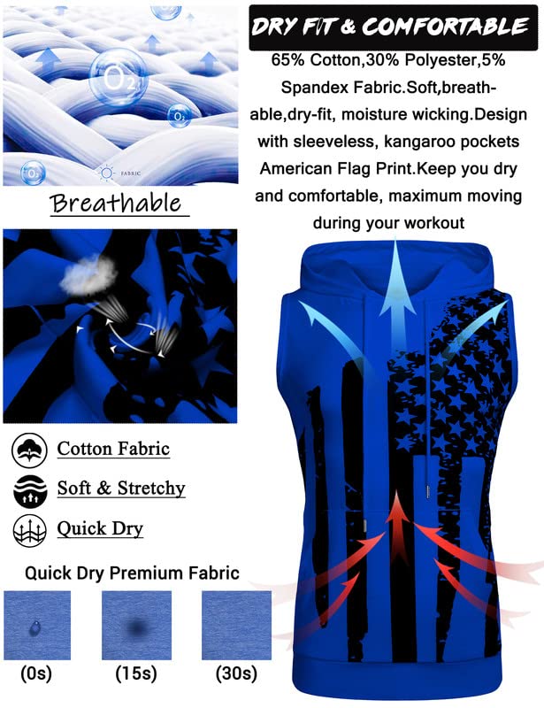 Babioboa Men's Workout Hooded Tank Top - Sleeveless Gym Hoodie for Bodybuilding & Muscle Training - Breathable Athletic Shirt for Running, Weightlifting & Fitness