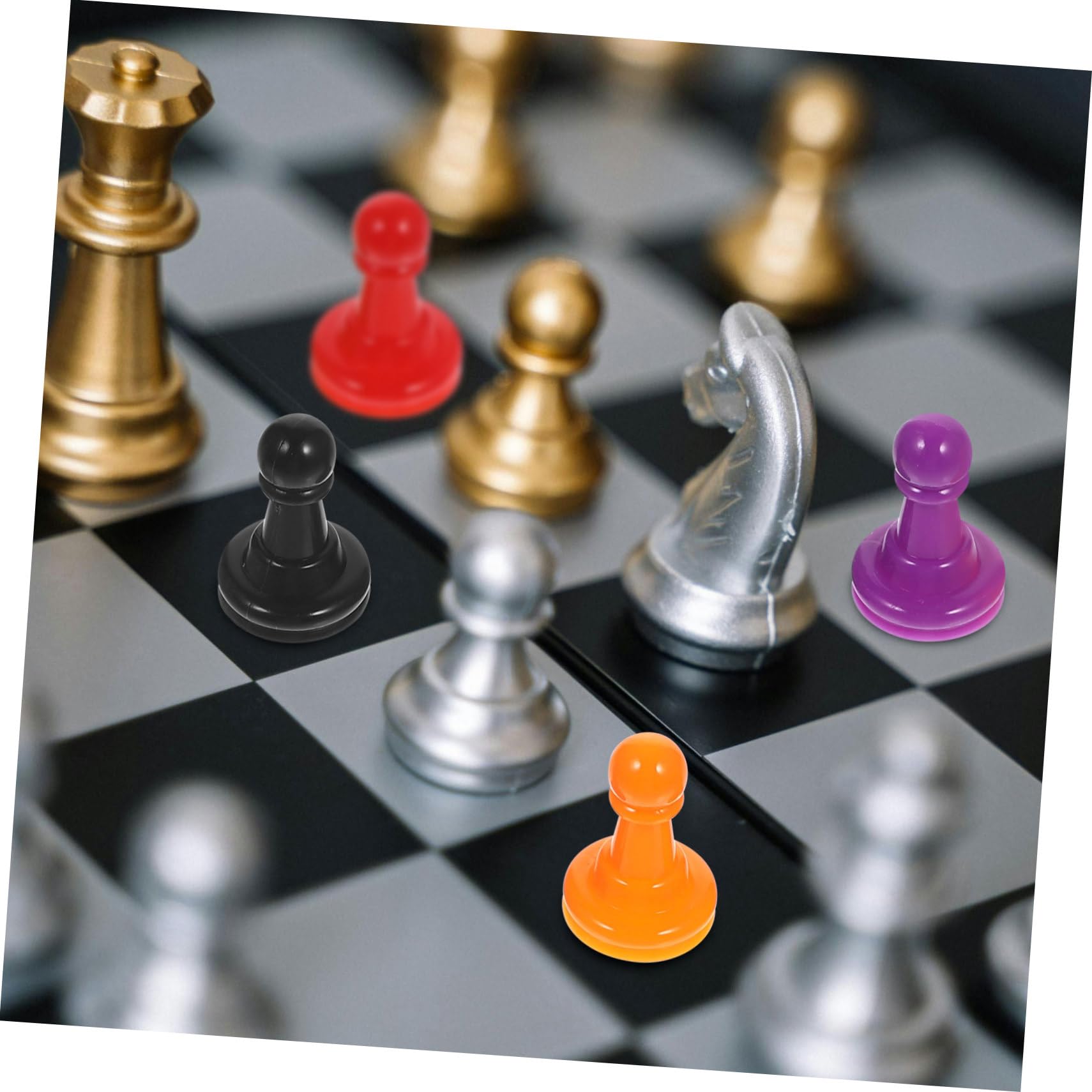 HAWILLOSCH 32-Piece Colorful Plastic Chess Set - Board Game Tokens, Pawns & Accessories for Chess, Checkers & Strategy Games | Perfect for Family Game Nights, Travel & Classroom Learning