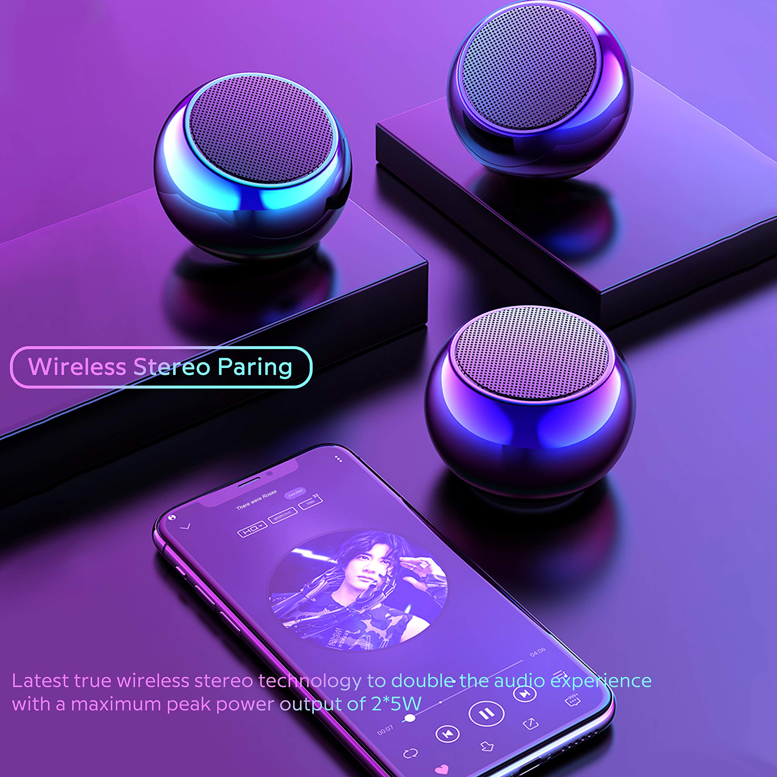 Premium TWS Wireless Bluetooth Speakers - Portable Mini Speaker with Big Bass, Stereo Pairing, Metal Case, Minimalist Design, Nylon Strap - Compatible with Echo Dot, iPhone, Android, iPad, Laptop - Perfect for Travel, Home, Office & Outdoor Parties