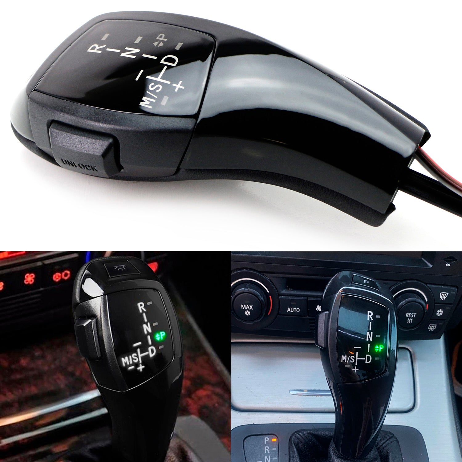 Gloss Black F30 Style LED Shift Knob Gear Selector Upgrade for BMW E90 E92 E93 - Premium Interior Accessory for Enhanced Driving Experience