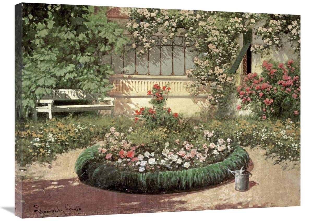 36 Inch A Sunlit Flower Garden Art Print by Laszlo Neogrady - Vibrant Floral Wall Decor for Living Room, Bedroom & Office