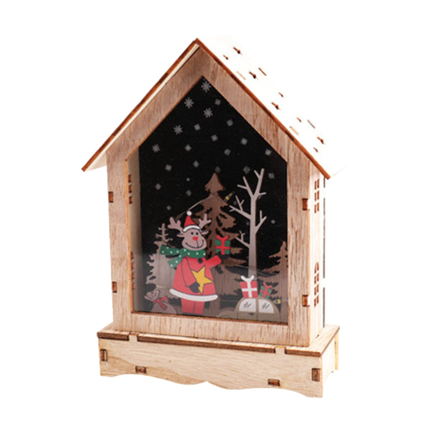 Luminous Wooden Christmas House Window Lamp - Holiday Desktop Decoration, Home & Garden Decor with Warm Glow - Perfect for Christmas Tree Display, Mantel Decor, and Cozy Winter Nights