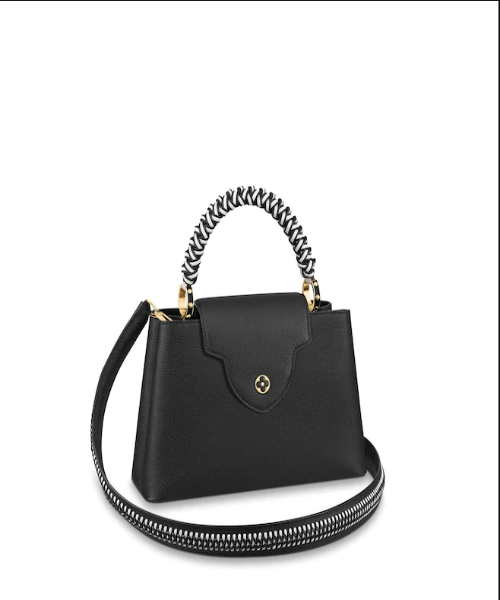 LV Capucines PM Handbag in Noir/Blanc Taurillon Leather - Luxury Designer Crossbody Bag for Women, Perfect for Work, Travel & Evening Events