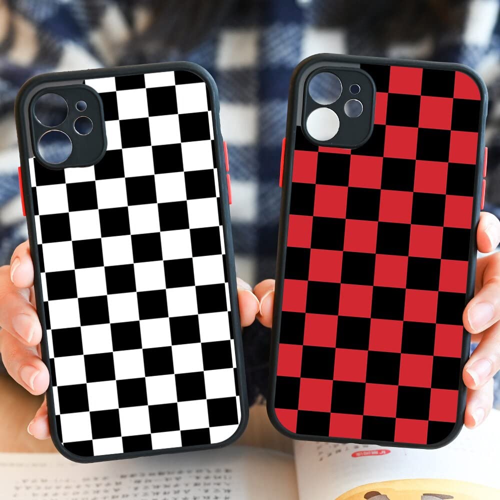 Checkerboard Phone Case for iPhone 11 Pro & 7 - Grid Lattice Plaid Tartan Damier Chessboard Design Protective Cover | Perfect for Daily Use, Travel, and Fashion Accessories
