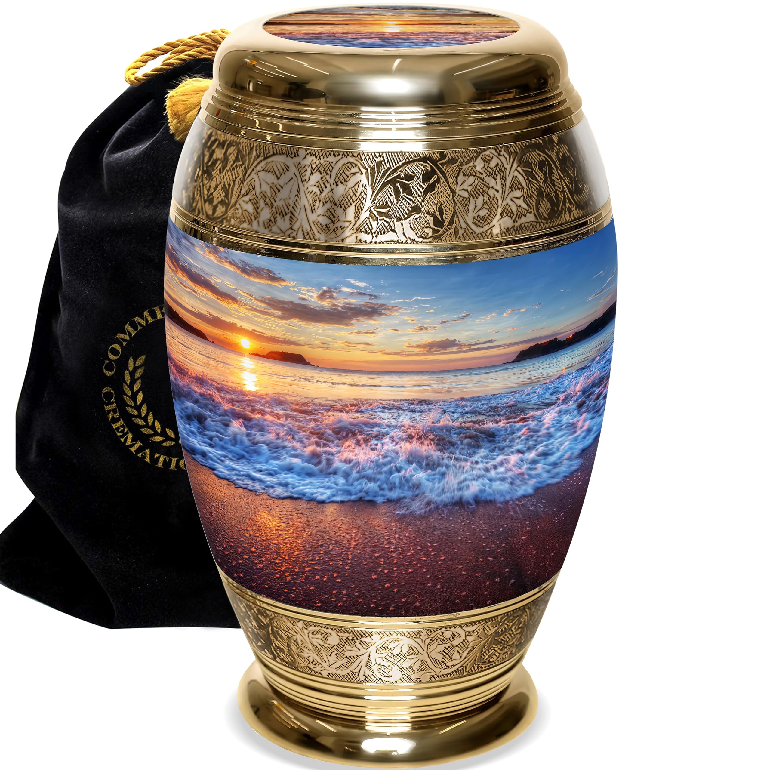 Handcrafted Sunset-Themed Cremation Urn for Ashes - Personalized Memorial Urn for Adults (Men & Women) - Large Decorative Urn for Human Ashes - Perfect for Home Memorials, Funeral Services & Ash Scattering Ceremonies