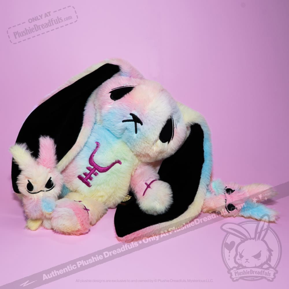 Plushie Dreadfuls Anxiety Rabbit Tie Dye Limited Edition Stuffed Animal - Soft Plush Toy for Stress Relief, Anxiety Comfort & Emotional Support