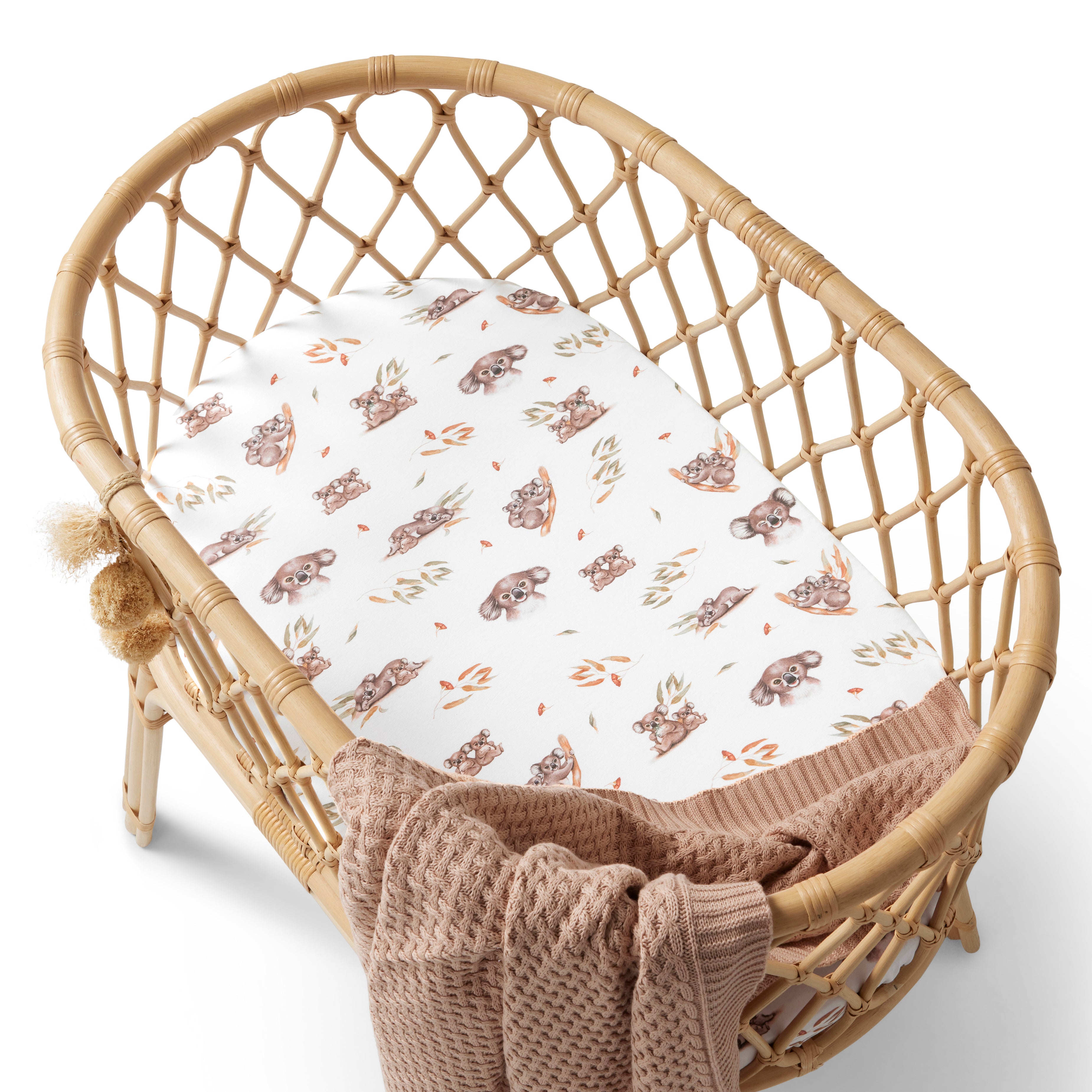 Snuggle Hunny Bassinet Sheet & Change Pad Cover - Soft Koala Print Baby Bedding for Cribs & Bassinets - Perfect for Nursery, Travel & Diaper Changes