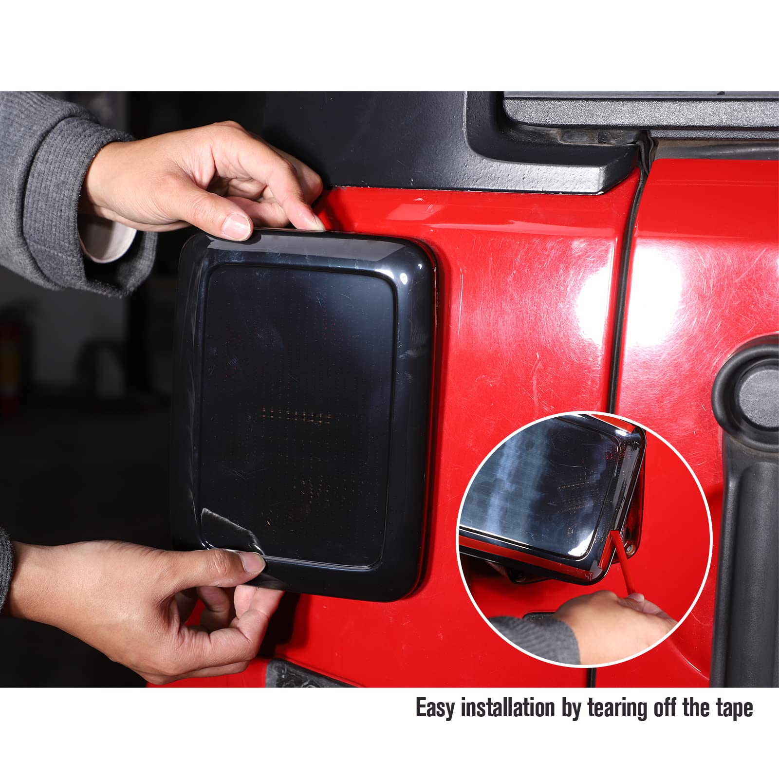 JeCar Smoked LED Tail Light Covers for Jeep Wrangler JK & JKU (2007-2018) - Black Rear Lamp Guards & Exterior Accessories | Off-Road Protection & Custom Styling