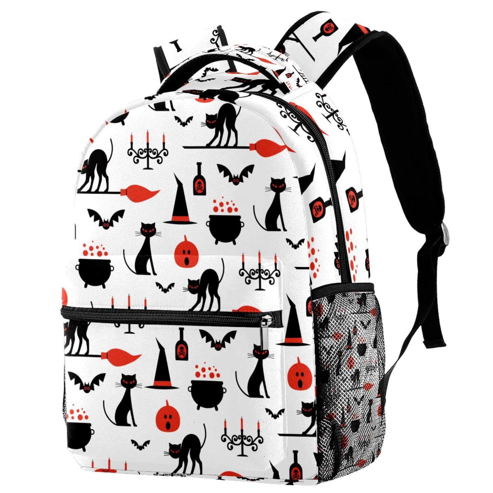 Halloween Cat & Pumpkin Pattern Backpack - Stylish Casual School Bookbag for Students, Travel & Everyday Use