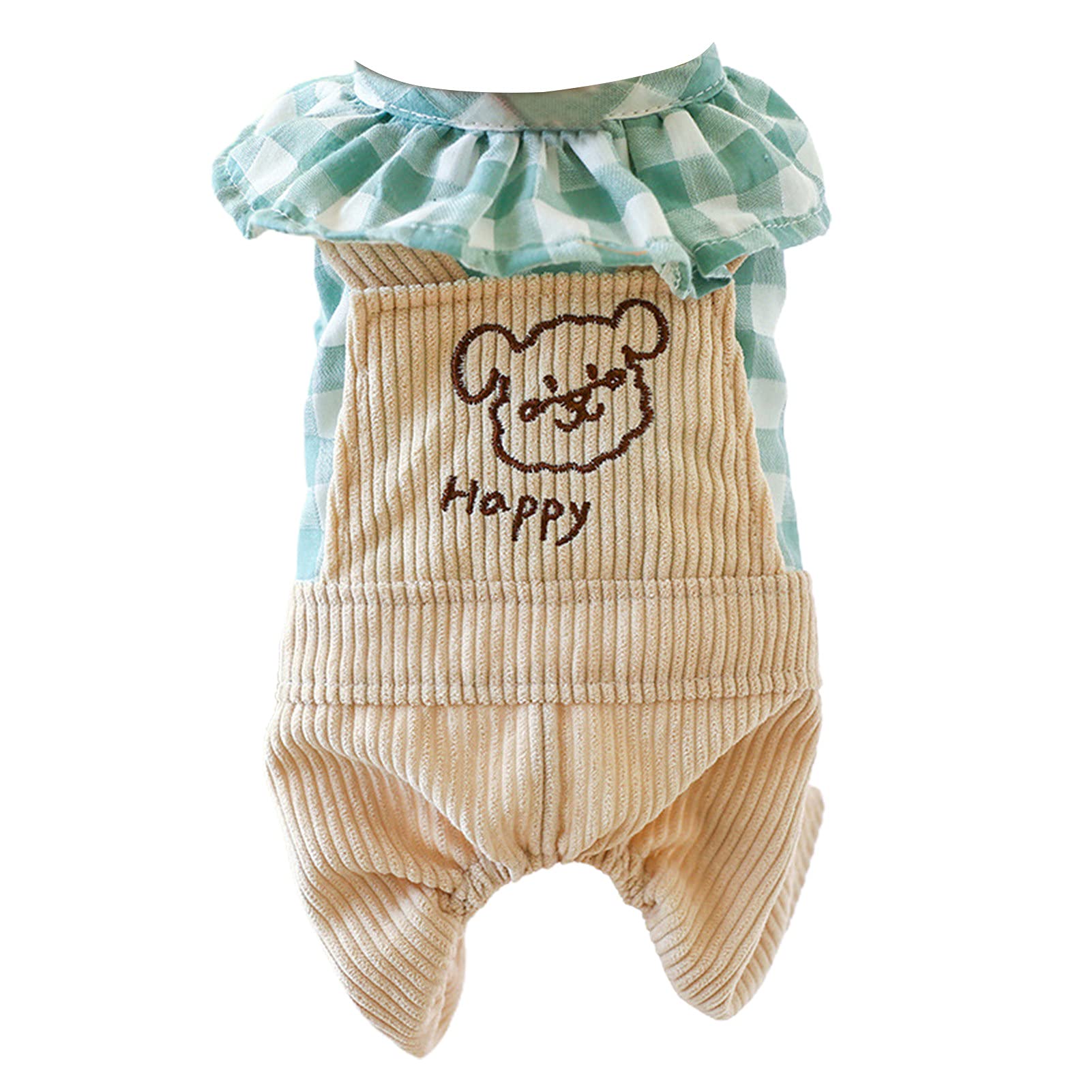 Dog Jumpsuit with Ruffled Neck - Soft & Comfortable Winter Overalls for Small Dogs & Cats - Cozy Autumn Pet Clothing for Daily Walks & Indoor Play