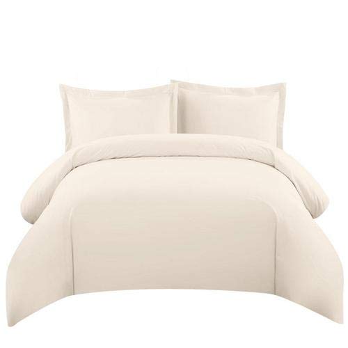 Luxury 550 Thread Count Duvet Cover Set - Full/Queen Size Ivory - Soft & Breathable Bedding for Master Bedroom or Guest Room