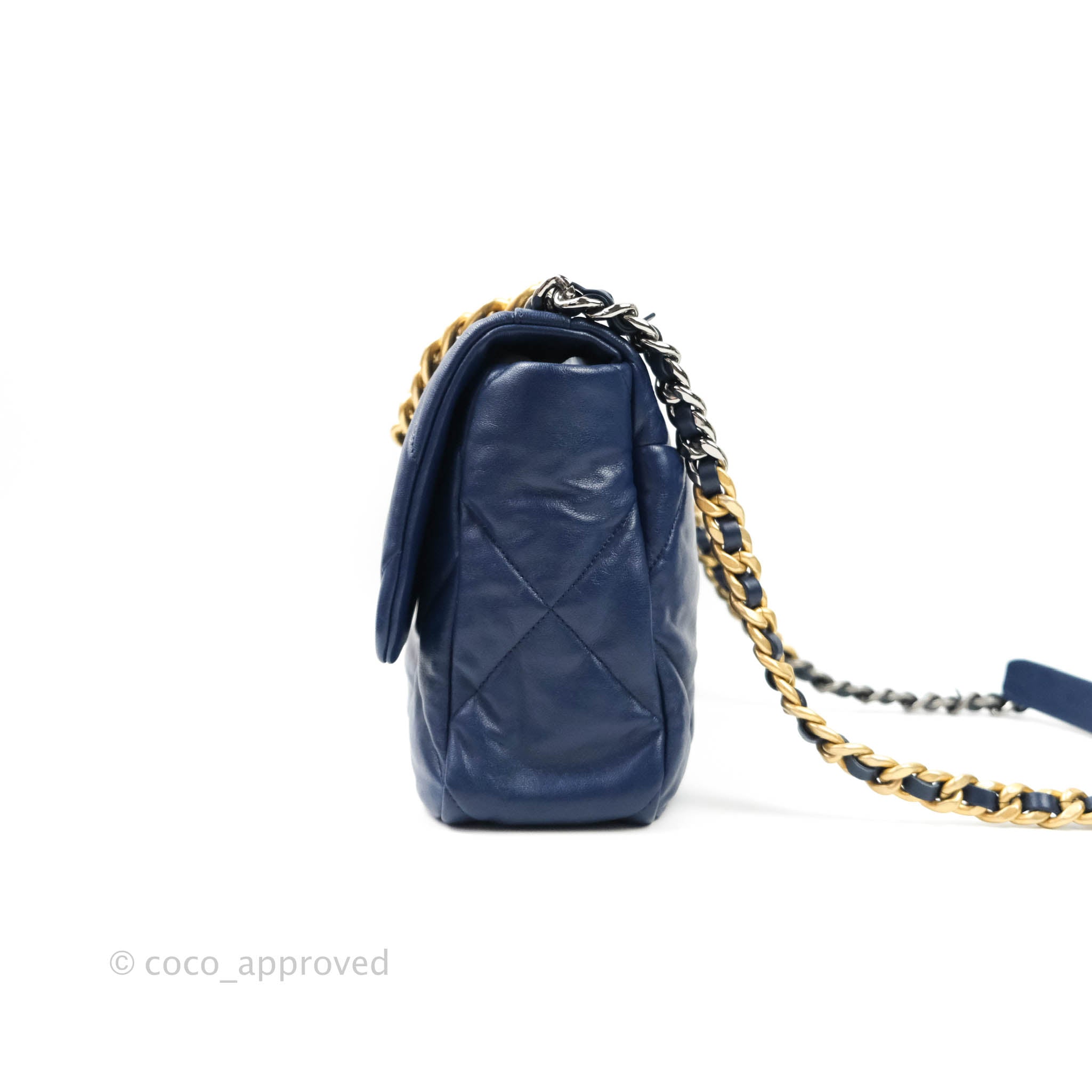 Chanel 19 Medium Flap Bag in Blue Goatskin Leather with Mixed Hardware - Perfect for Everyday Luxury & Special Occasions