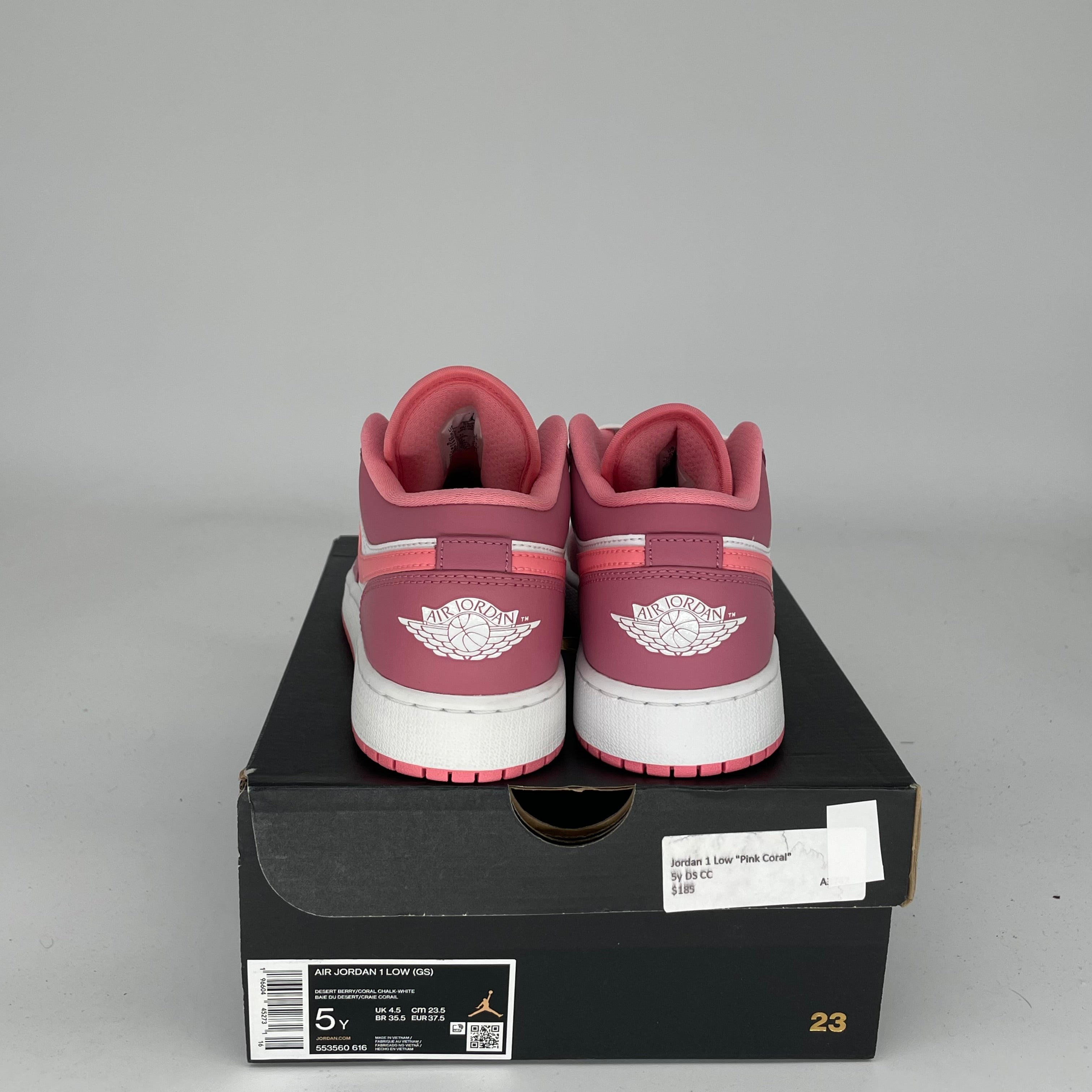 AIR JORDAN 1 LOW DESERT BERRY SIZE 5Y (553560-616) - Women's Sneakers for Casual Wear, Street Style & Basketball Fans