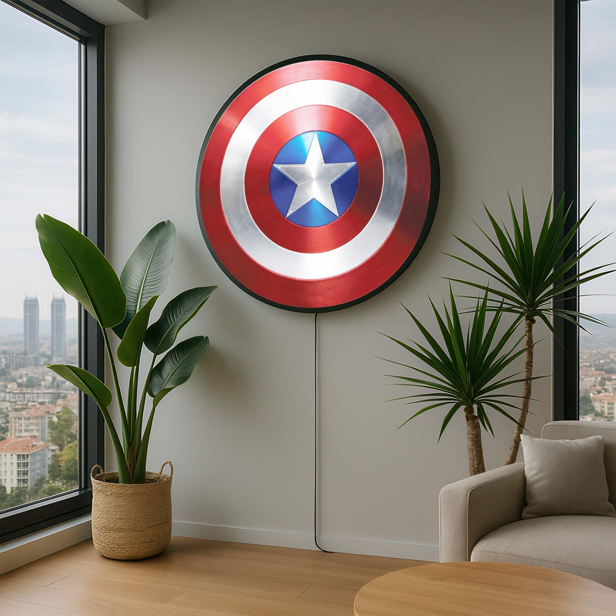 Shield Backlit Tempered Glass Wall Art - Modern LED Illuminated Home Decor for Living Room, Bedroom & Office