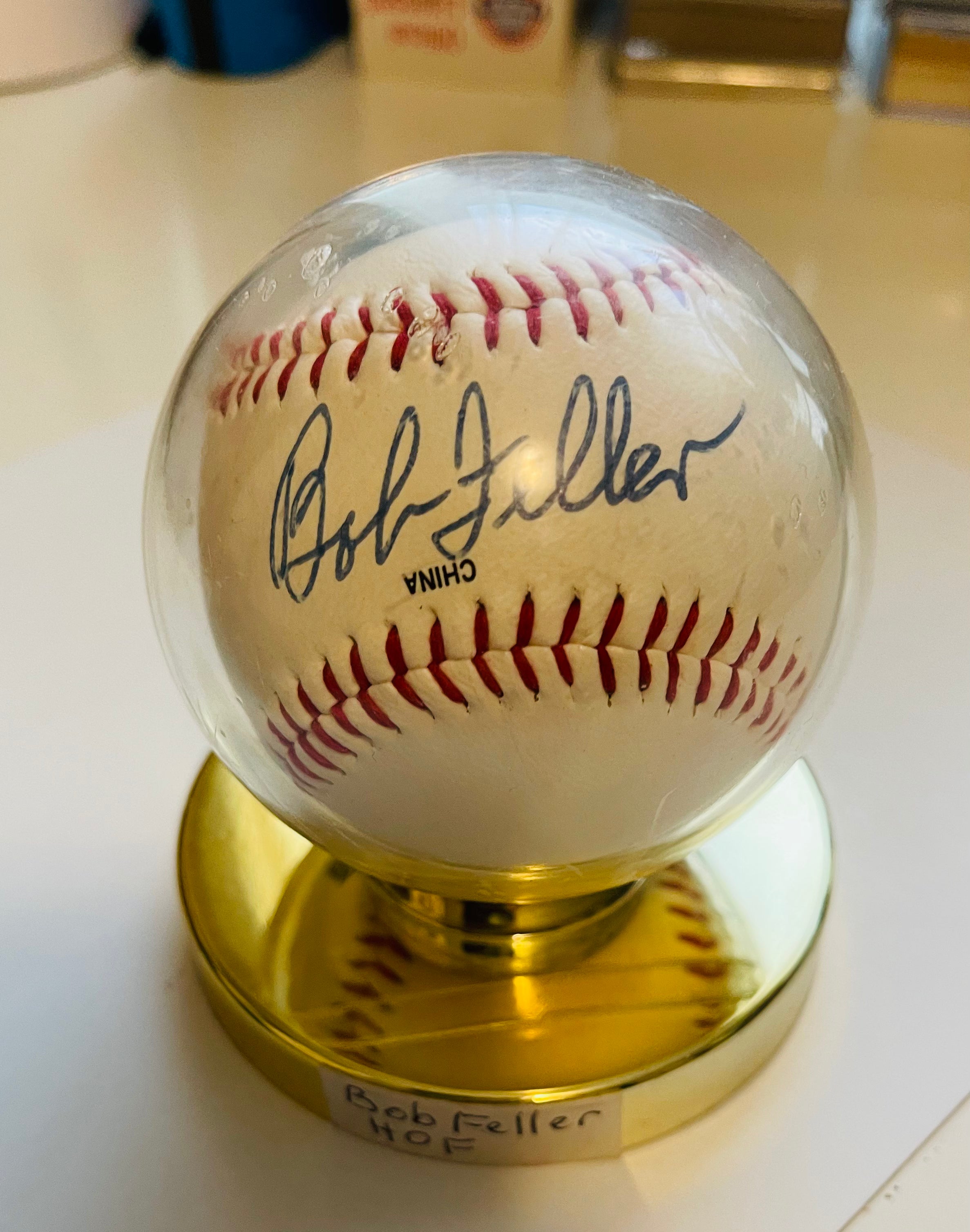 Authentic Bob Feller Autographed Baseball with COA & Display Case - Rare Collectible for Sports Memorabilia Fans & Baseball Enthusiasts - Perfect for Display, Gifts, and Investment