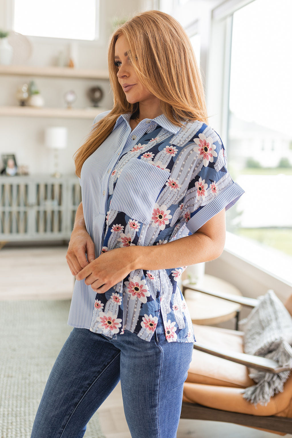 Best of Both Worlds Button Down Top for Women - Stylish & Comfortable Casual Shirt for Work & Everyday Wear | Perfect for Office, Outings & Date Nights