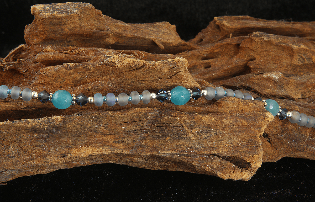 Natural Teal Green Agate Gemstone Anklet Bracelet - Handmade Adjustable Ankle Chain for Women - Perfect for Beach, Yoga & Boho Fashion Accessories