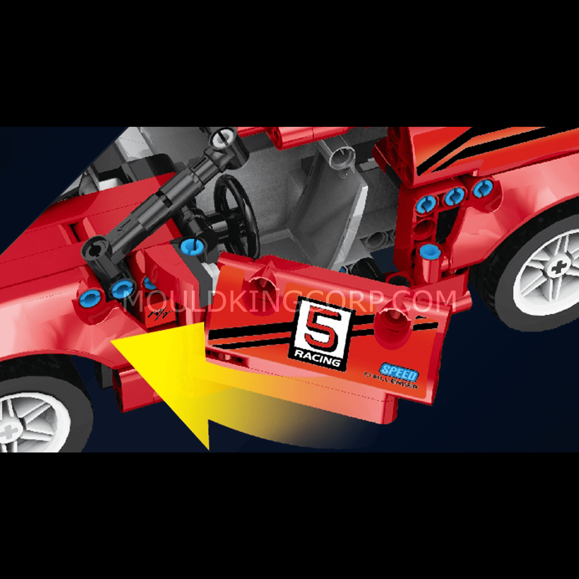 Mould King 15017 Challenger Remote Control Car Building Kit - 733 Piece STEM Toy for Kids & Adults | DIY RC Car Model for Birthday Gifts & Indoor Racing Fun