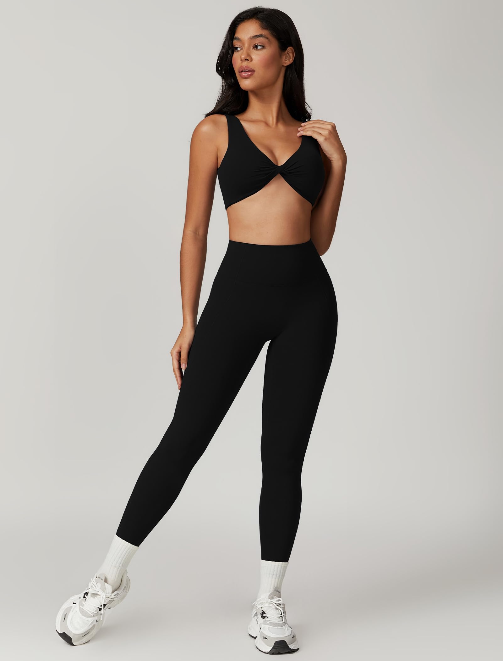 ABOCIW Women's Workout Sets - Twist Front Cross Back Sports Bra & High Waist Yoga Leggings 2-Piece Outfit for Gym, Running & Yoga | Comfortable Fitness Clothing for Women