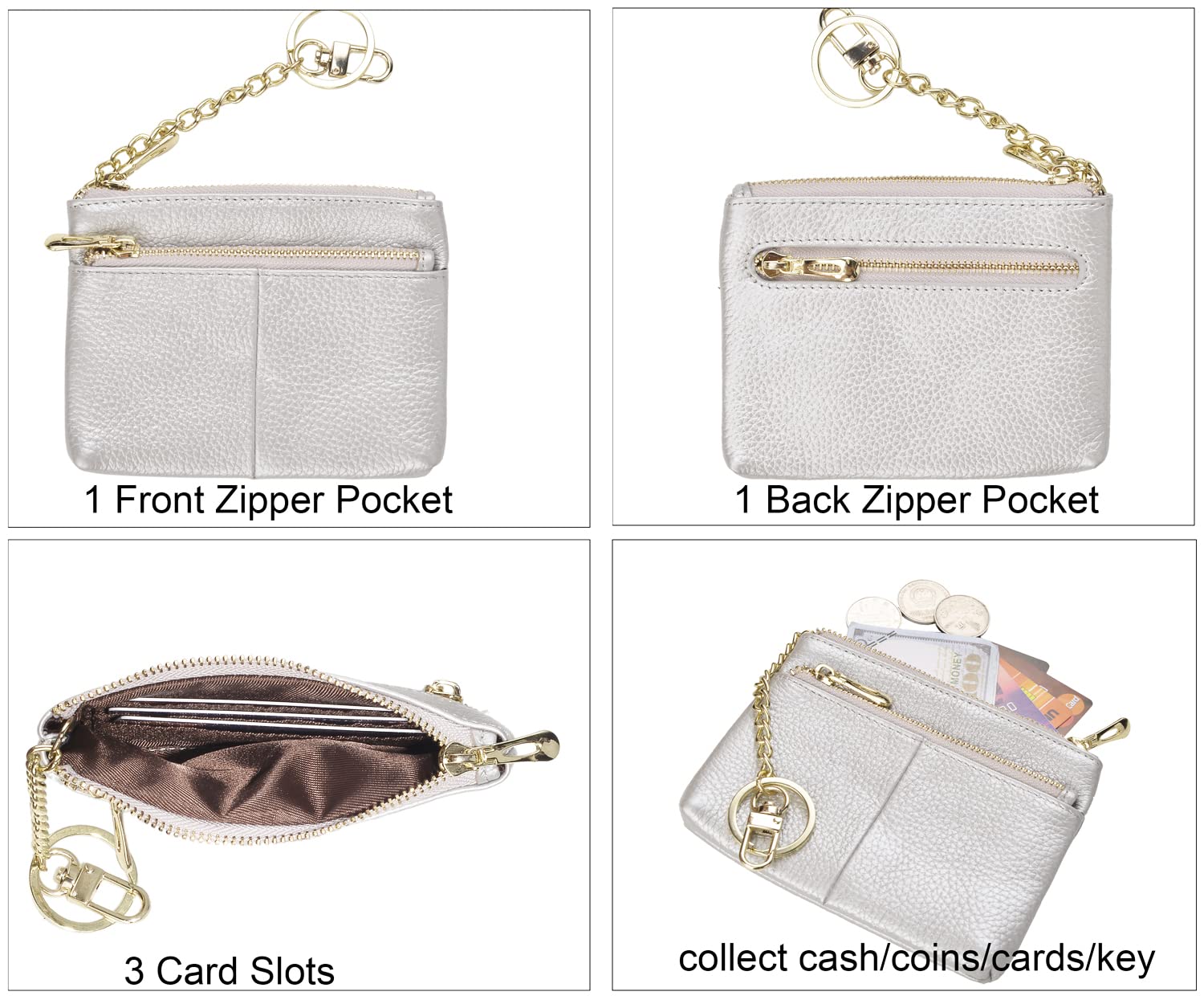 Beurlike Women's RFID Blocking Coin Purse - Small Leather Card Holder & Keychain Wallet for Credit Cards, Cash, and Change | Perfect for Travel, Shopping, and Everyday Use