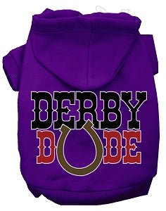 Derby Dude Screen Print Dog Hoodies - Soft & Stylish Pet Apparel in Multiple Colors - Perfect for Outdoor Adventures & Photo Shoots
