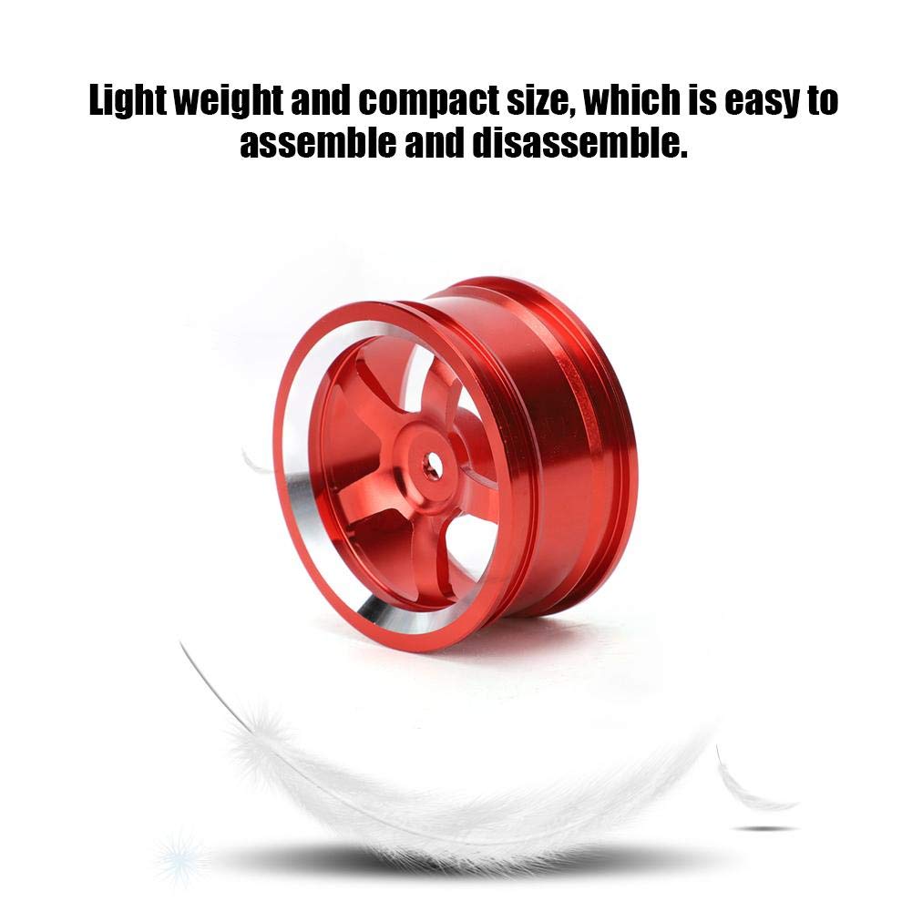 4Pcs Aluminum Alloy Wheel Hub for 1/10 RC Car - Compatible with 94123 Touring Drift Model | Durable Red RC Car Accessories for Racing & Drifting Performance