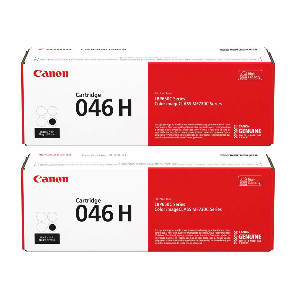 Canon 2-Pack Black 046 High Yield Laser Toner Cartridge (6300 Pages) - Compatible with Color imageCLASS LBP650C & MF730C Series Printers - Ideal for Office & Home Printing Needs