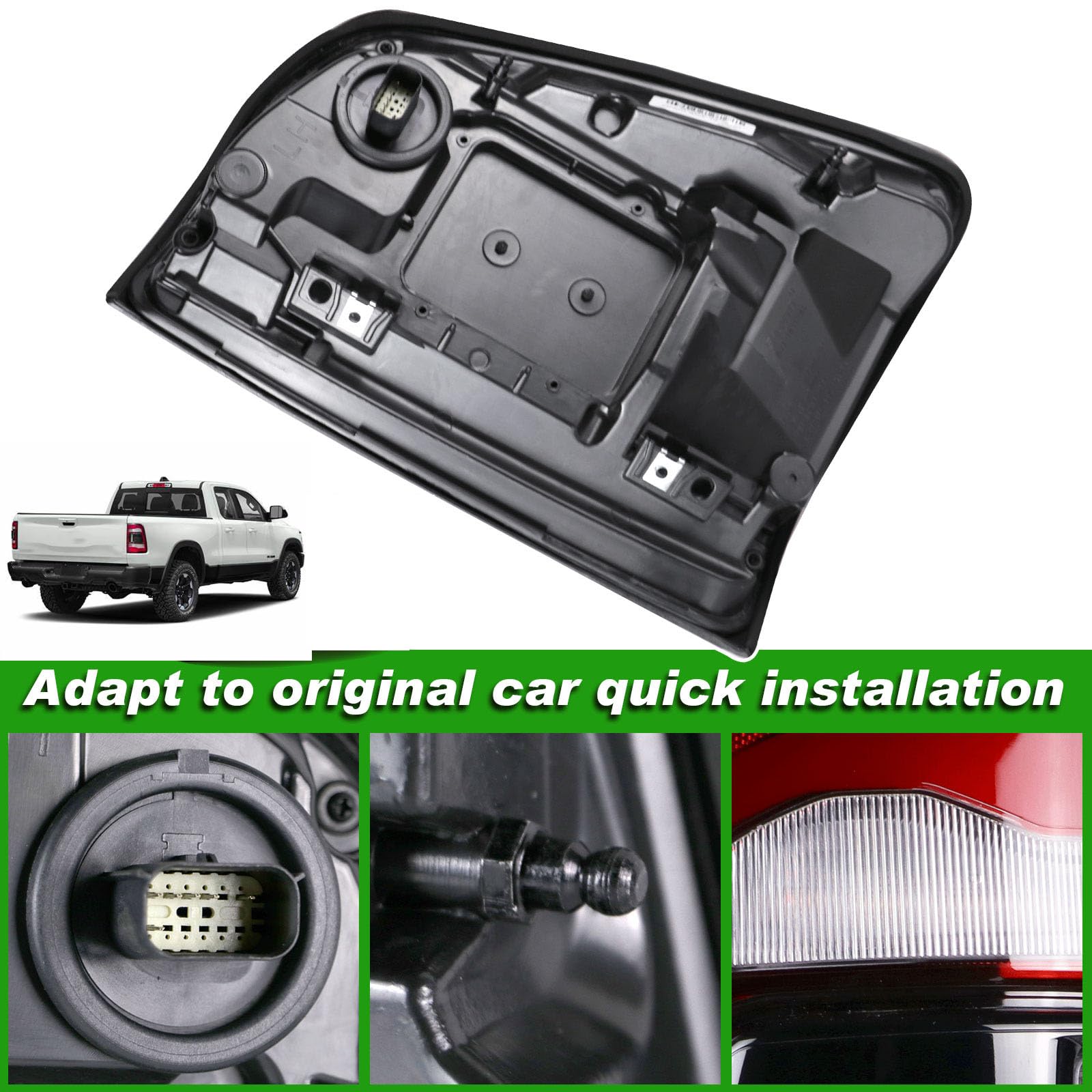 LED Tail Lights Assembly for Ram 1500 (2019-2022) - Driver Side, Black Smoke, No Blind Spot - Replacement for 55112993AB - Enhanced Visibility & Safety for Night Driving & Towing