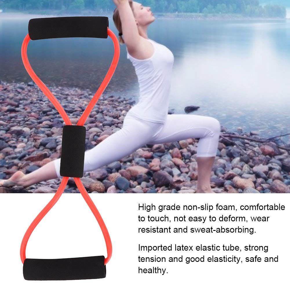 Premium 8-Shaped Resistance Bands for Men & Women - Chest Expander, Arm & Shoulder Workout Stretch Bands - Home Gym Equipment for Strength Training, Yoga & Fitness (Red) - Perfect for Home Workouts, Office Stretching & Travel Fitness