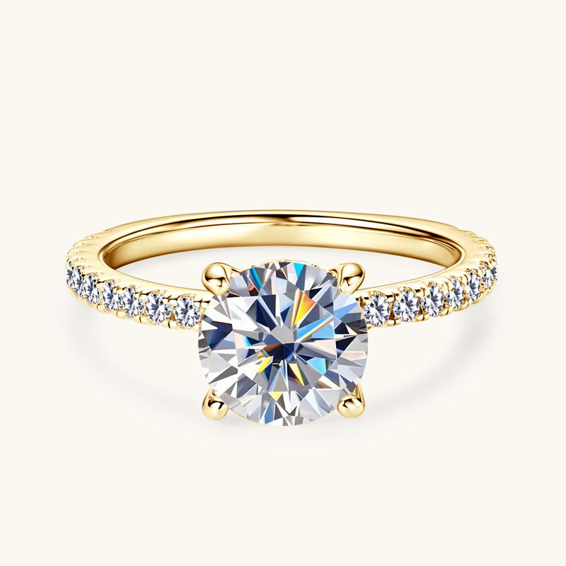 Eternity Premium Moissanite Pavé Engagement Ring 2CT - Sparkling 2 Carat Lab-Created Diamond Alternative for Wedding Proposals & Anniversary Gifts