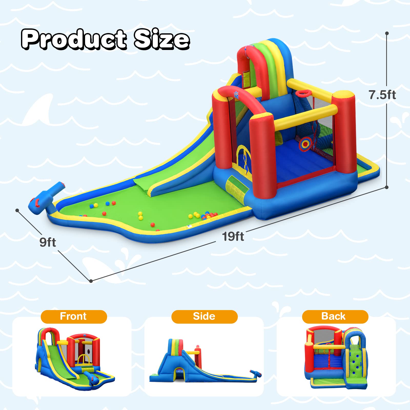 **HONEY JOY 7-in-1 Inflatable Water Slide for Kids & Adults - Giant Splash Pool, Bounce House, Outdoor Water Park with 740W Blower - Perfect for Backyard, Birthday Parties & Summer Fun**