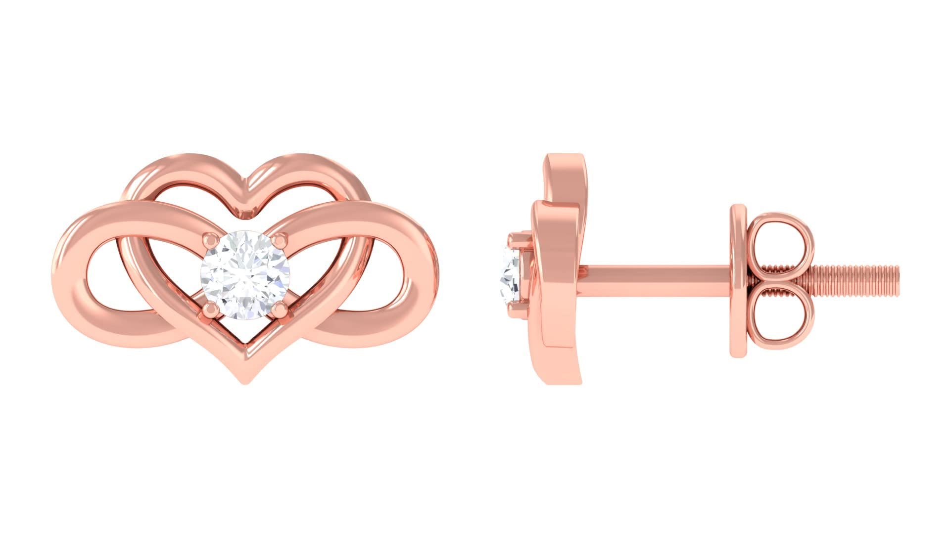 Moissanite Stud Earrings for Women - 14K Solid Gold Infinity & Heart Earrings | Elegant Gift for Anniversary, Wedding, or Everyday Wear