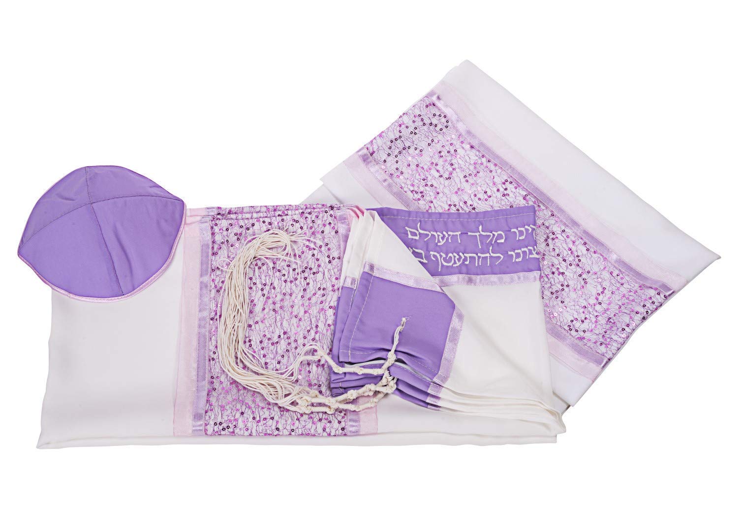 Personalized Women's Tallit Shawl - Delicate Purple Bubbles Design for Bat Mitzvah | Handmade Jewish Prayer Shawl from Israel | Perfect for Synagogue, Coming of Age Ceremonies & Special Occasions