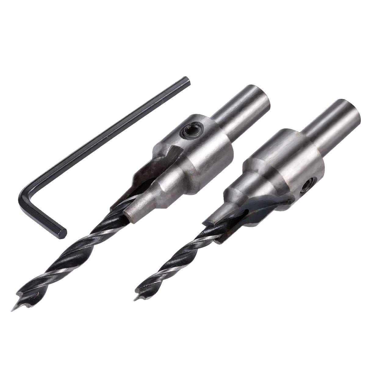 KATUR 2PCS Tapered Drill and Countersink Bit Set - 4mm/5mm Woodworking Drill Bits with 3-Point Tip for Pilot Holes, Chamfering & Countersinking - Perfect for Carpentry, DIY Projects & Woodworking Tools