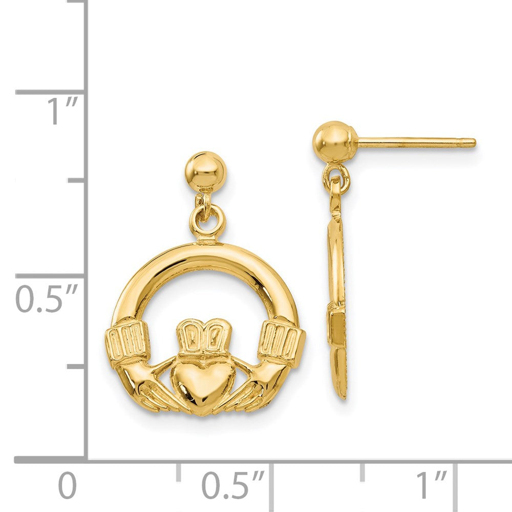 Gold Dangling Claddagh Post Earrings for Women - Irish Celtic Love Knot Jewelry Gift - Model S1117 - Perfect for Weddings, Anniversaries & St. Patrick's Day