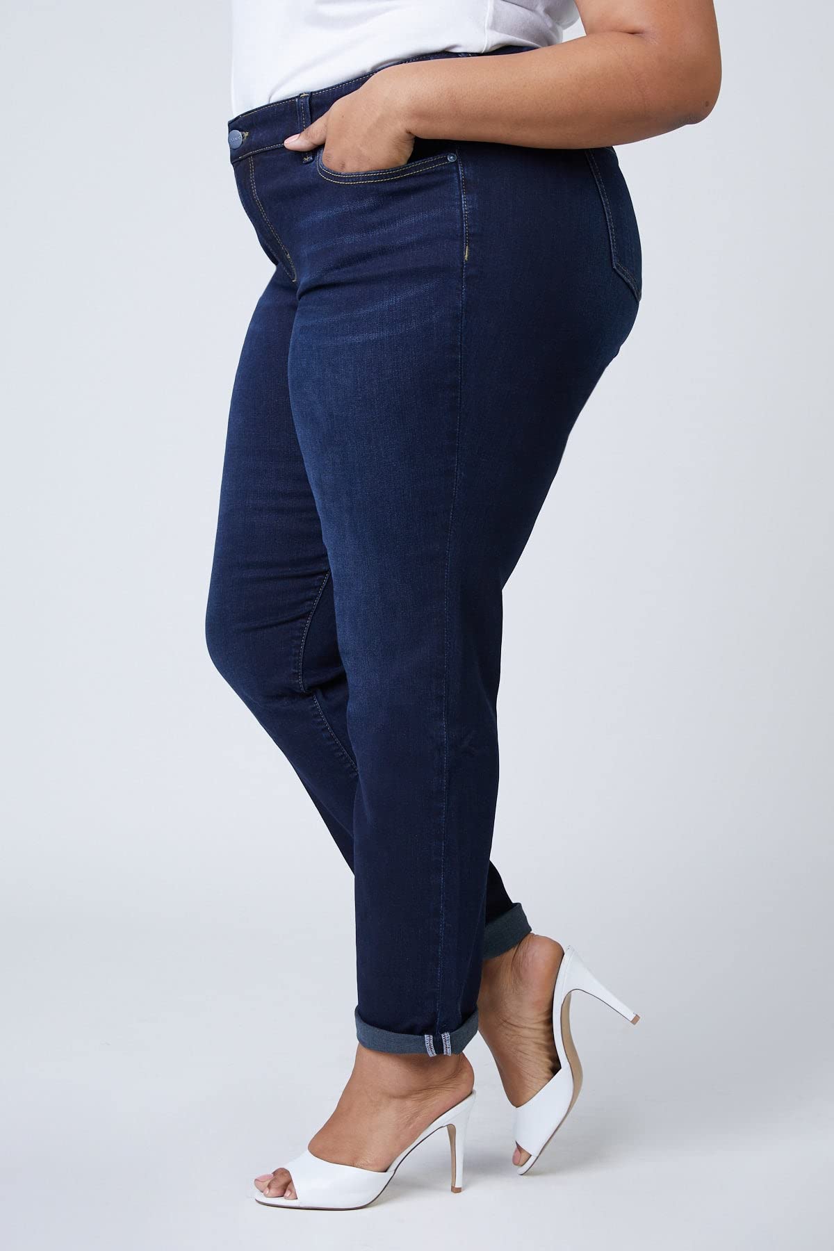 Premium Women's Plus Size Stretch Mid Rise Boyfriend Jeans - Comfortable & Stylish Denim Pants for Curvy Figures (Indigo Wash) | Perfect for Casual Outings, Date Nights & Everyday Wear