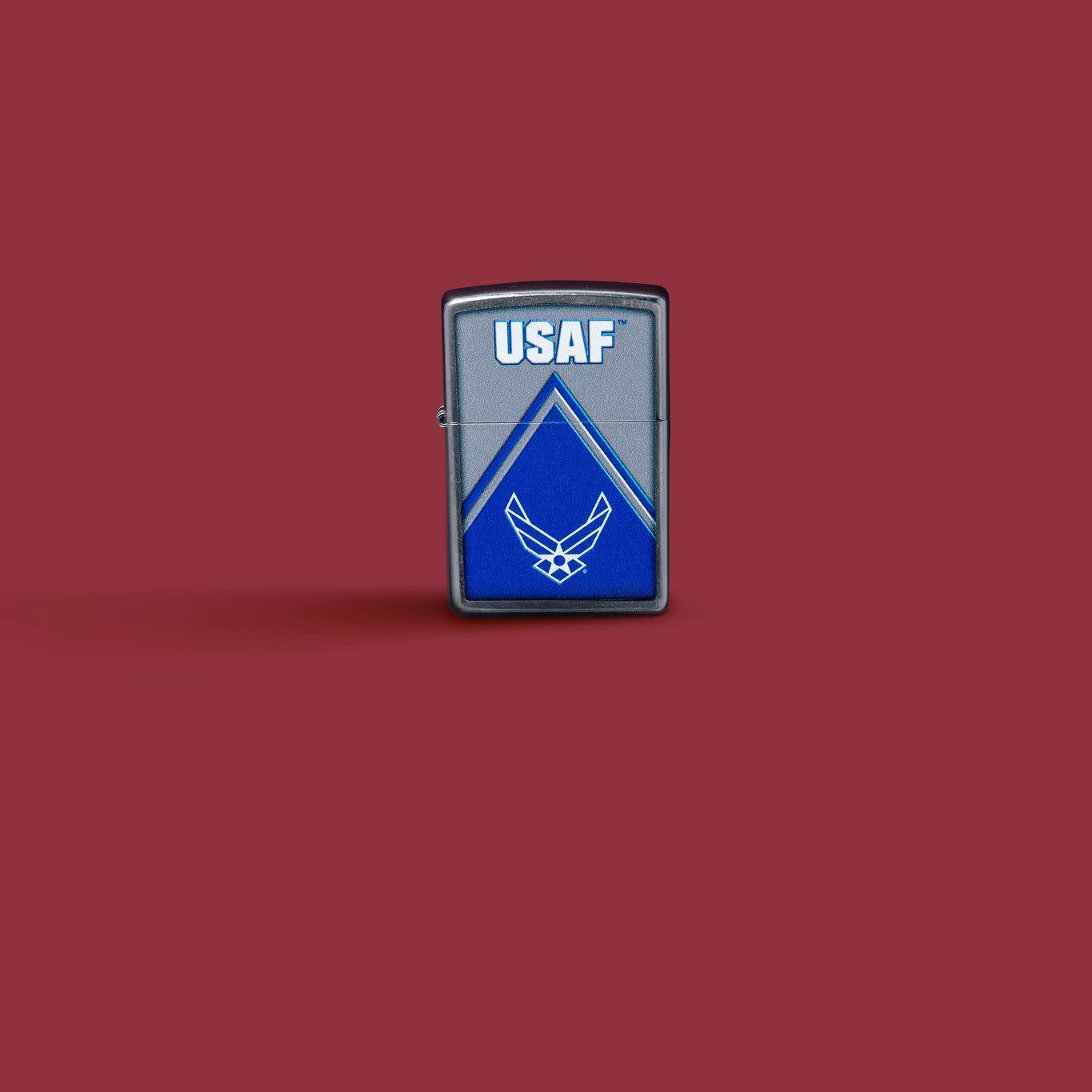 US Air Force Logo Chrome Zippo Lighter - Windproof Refillable Metal Lighter for Outdoor Camping, BBQ, Hiking & Everyday Carry (EDC)