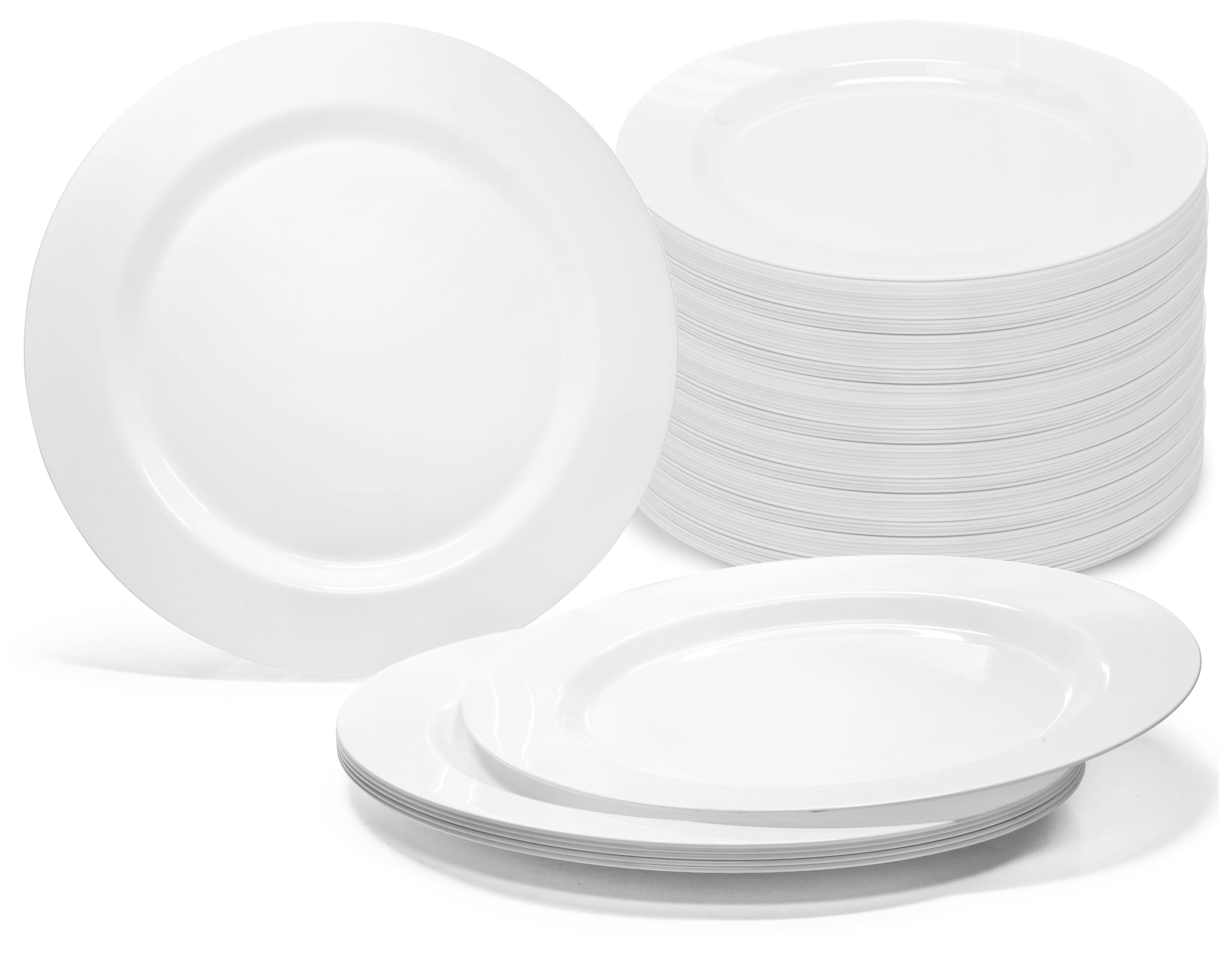 240 Heavyweight Disposable Plastic Plates - 9 Inch White Luncheon Plates for Weddings, Parties & Events | Durable & Elegant Dinnerware for Catering, BBQs & Special Occasions