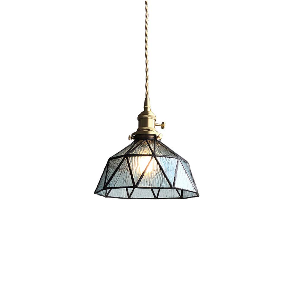 Vintage Brass Glass Pendant Light - Adjustable 4W Warm Light for Home, Office & Cafe