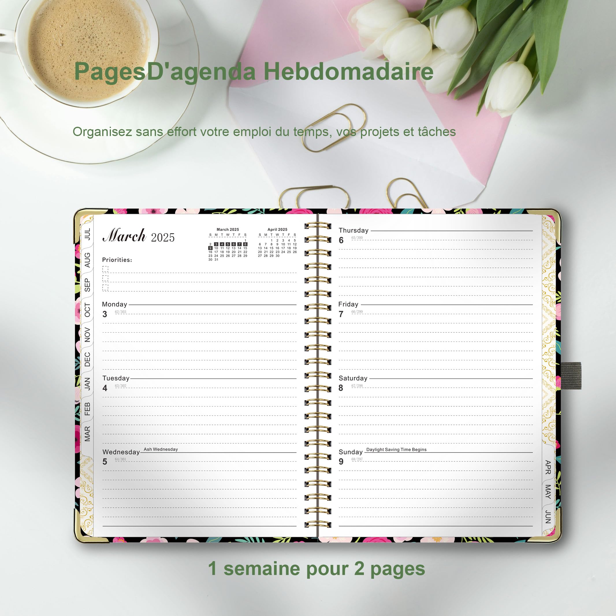 2024-2025 A5 Spiral Weekly Planner - July 2024 to June 2025 Academic Diary with Pen Loop, Ruler Bookmark & Stickers | School, Office & Personal Organization Planner