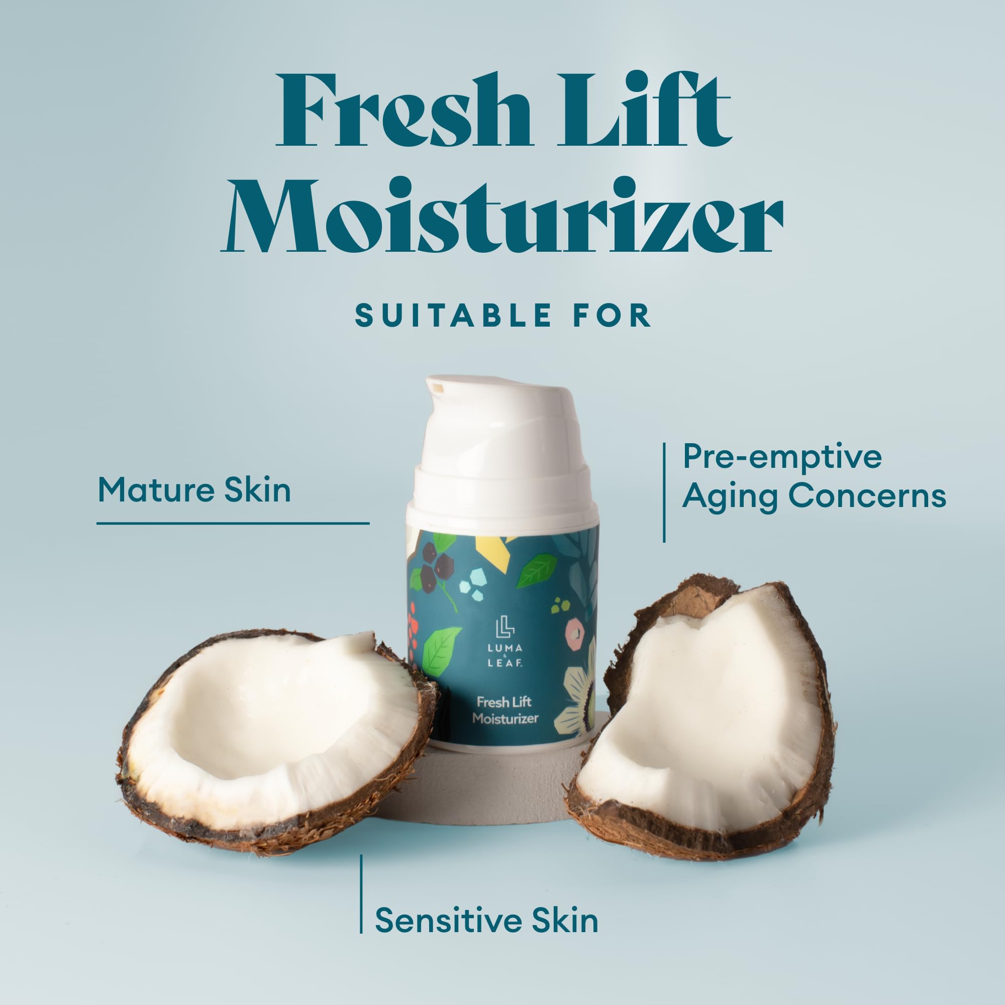 LUMA & LEAF Fresh Lift Anti-Aging Facial Moisturizer - 1.7 Fl Oz Hydrating Collagen Cream for Wrinkle Reduction & Skin Elasticity | Natural Daily Moisturizer with Skin Barrier Protection | Perfect for Mature Skin & Nighttime Skincare Routine