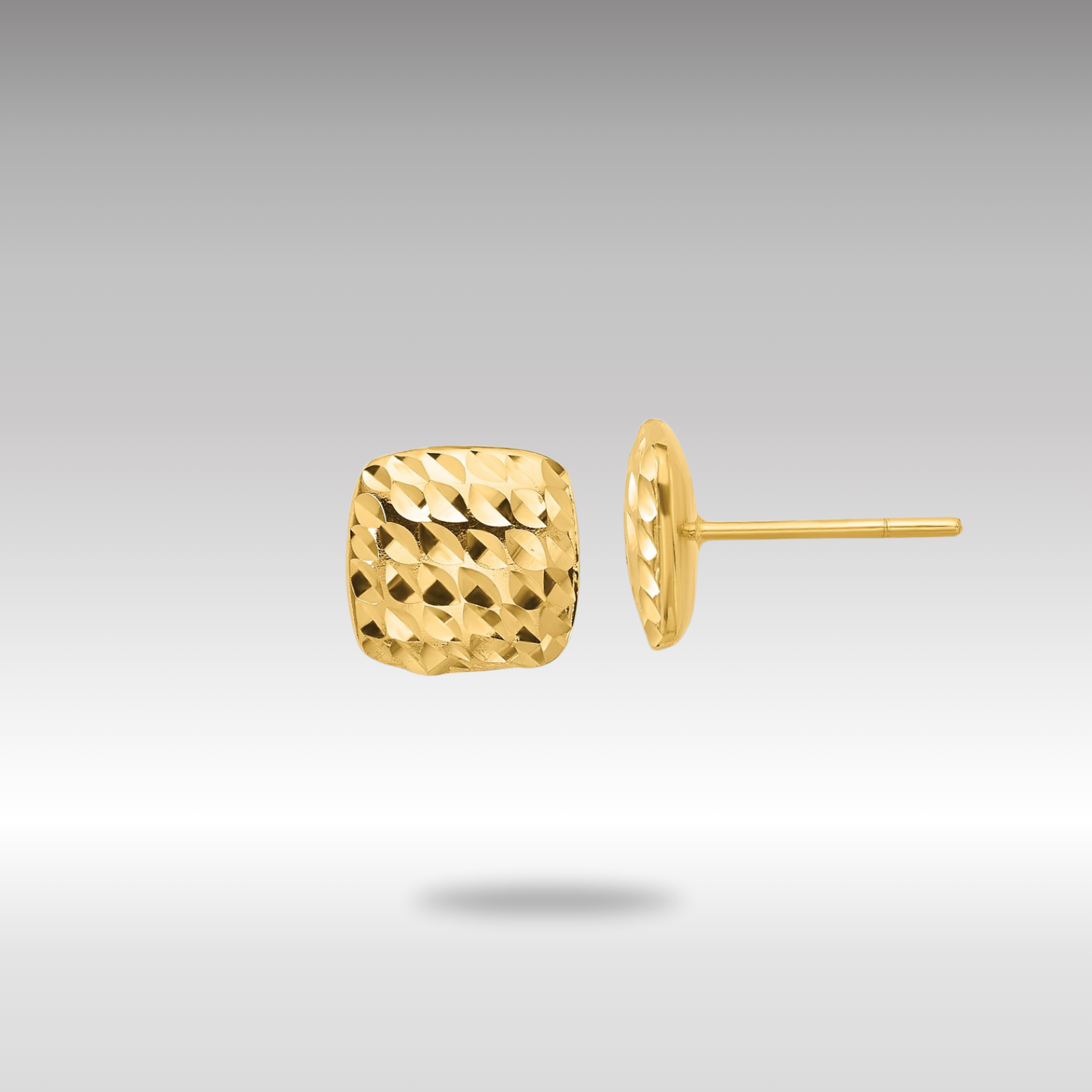 Gold Diamond Cut Square Post Earrings for Women - Elegant Cubic Zirconia Studs (Model YE2182) | Perfect for Weddings, Parties & Daily Wear