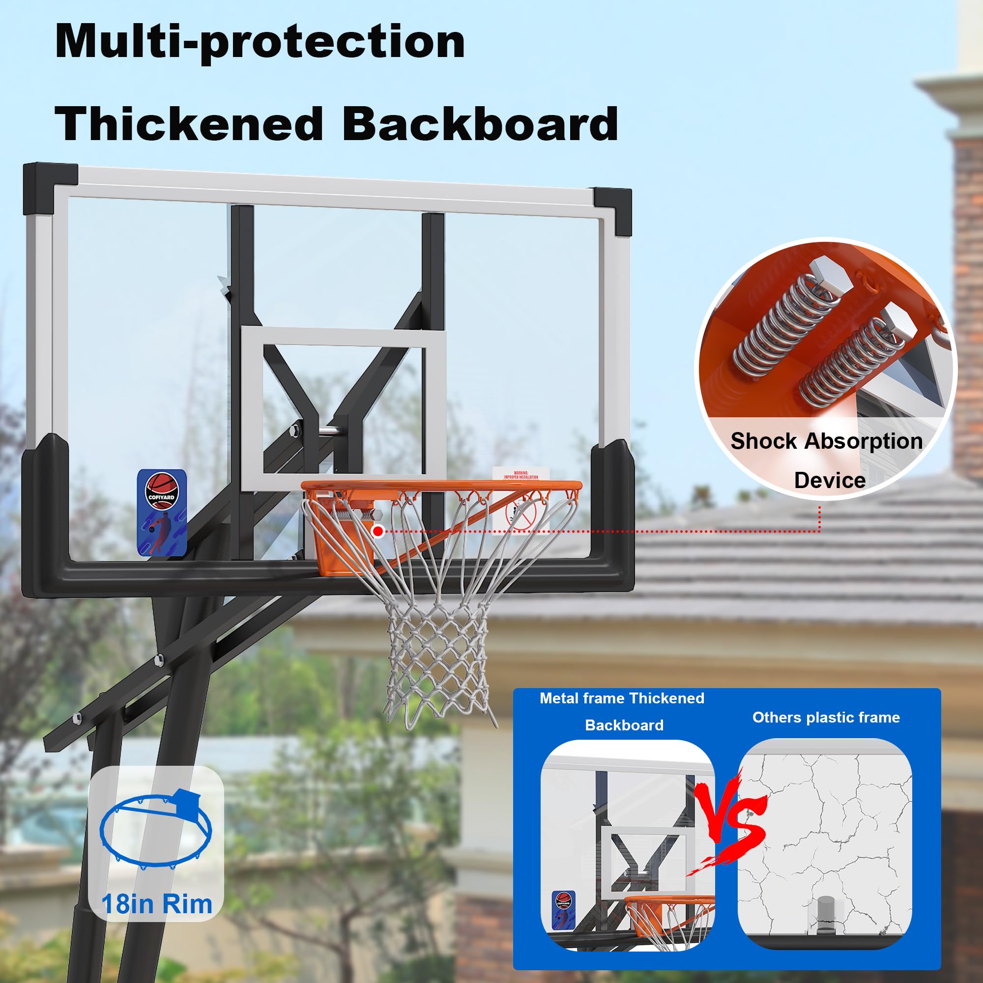 **Adjustable Portable Basketball Hoop System for Outdoor Use – 5.25-10FT Height, Extra Sandbag & Large Capacity Base – Perfect for Kids, Youth & Adults – Ideal for Driveways, Backyards & Parks**