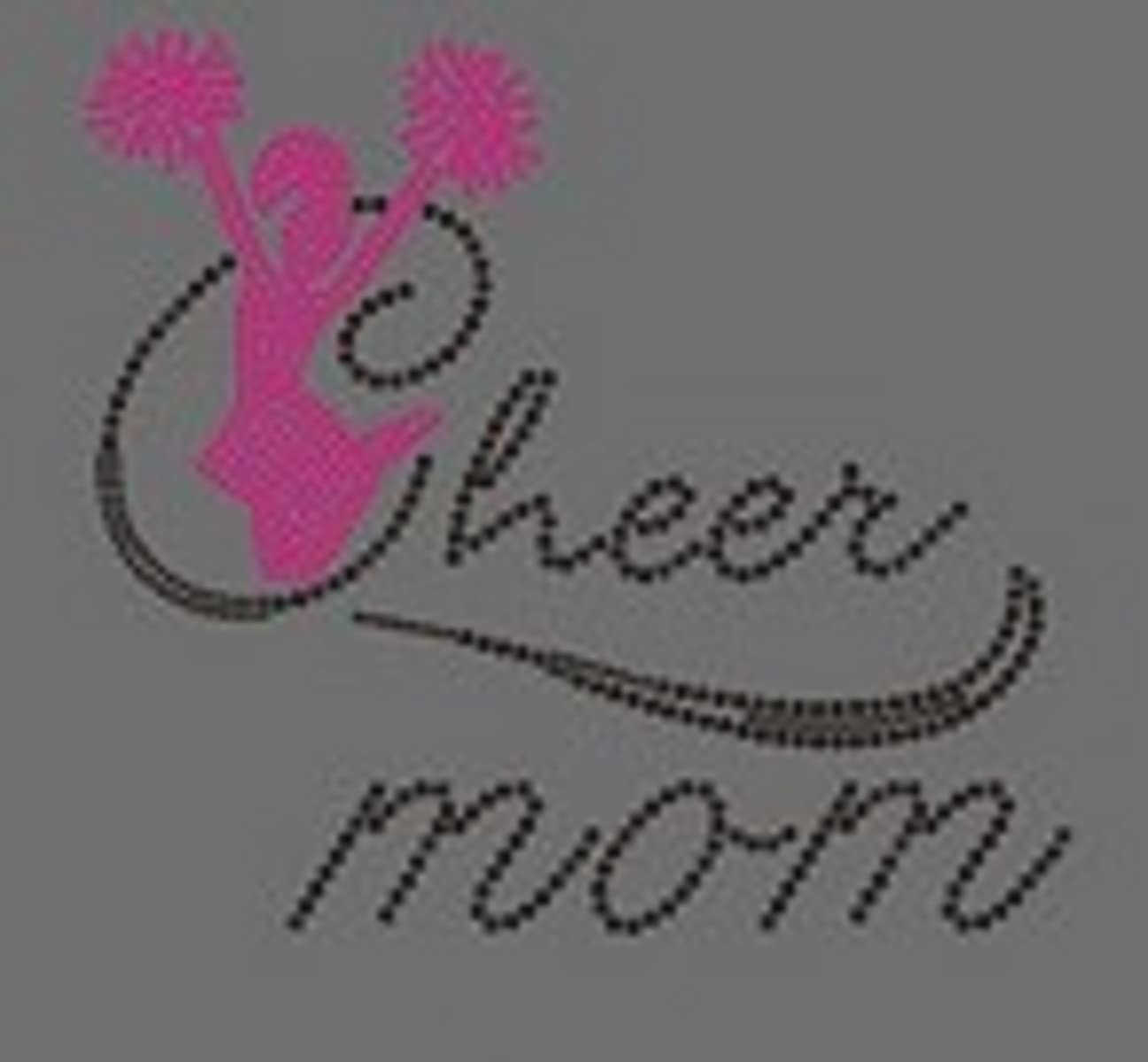 Bling Cheer Mom Rhinestone Iron-On Transfer - Sparkly Cheerleading Applique for T-Shirts, Bags & DIY Crafts - Perfect for Sports Moms, Team Spirit & Personalized Gifts