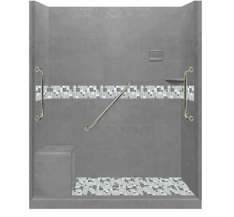 Custom Shower Kits - Alcove Pan, Walls, Thresholds & Optional Glass Enclosure | DIY Bathroom Remodeling Solution for Homeowners & Contractors | Perfect for Small Bathrooms & Space-Saving Designs