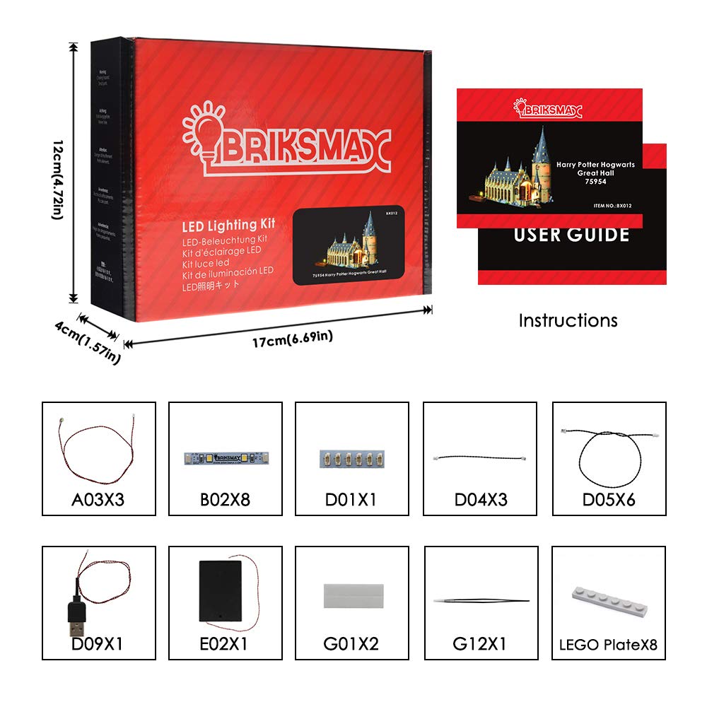 BRIKSMAX LED Light Kit for Harry Potter Hogwarts Great Hall - Compatible with Lego 75954 Building Set (Model Not Included) | Perfect for Harry Potter Fans, Room Decor & LEGO Display Enhancement