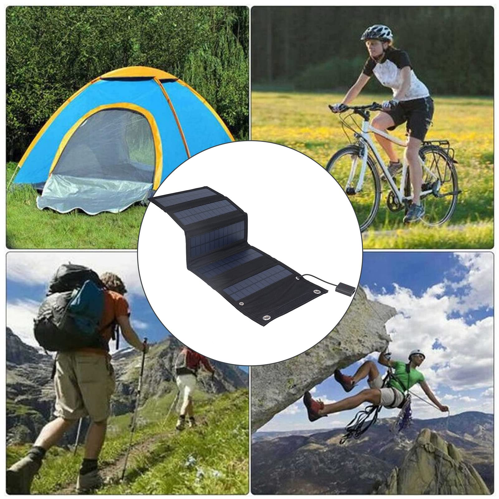 EXCLUZO 100W Foldable Monocrystalline Solar Panel Charger - Portable Solar Power Bank for Outdoor Camping, Hiking, RV, Emergency Power Supply & Off-Grid Adventures