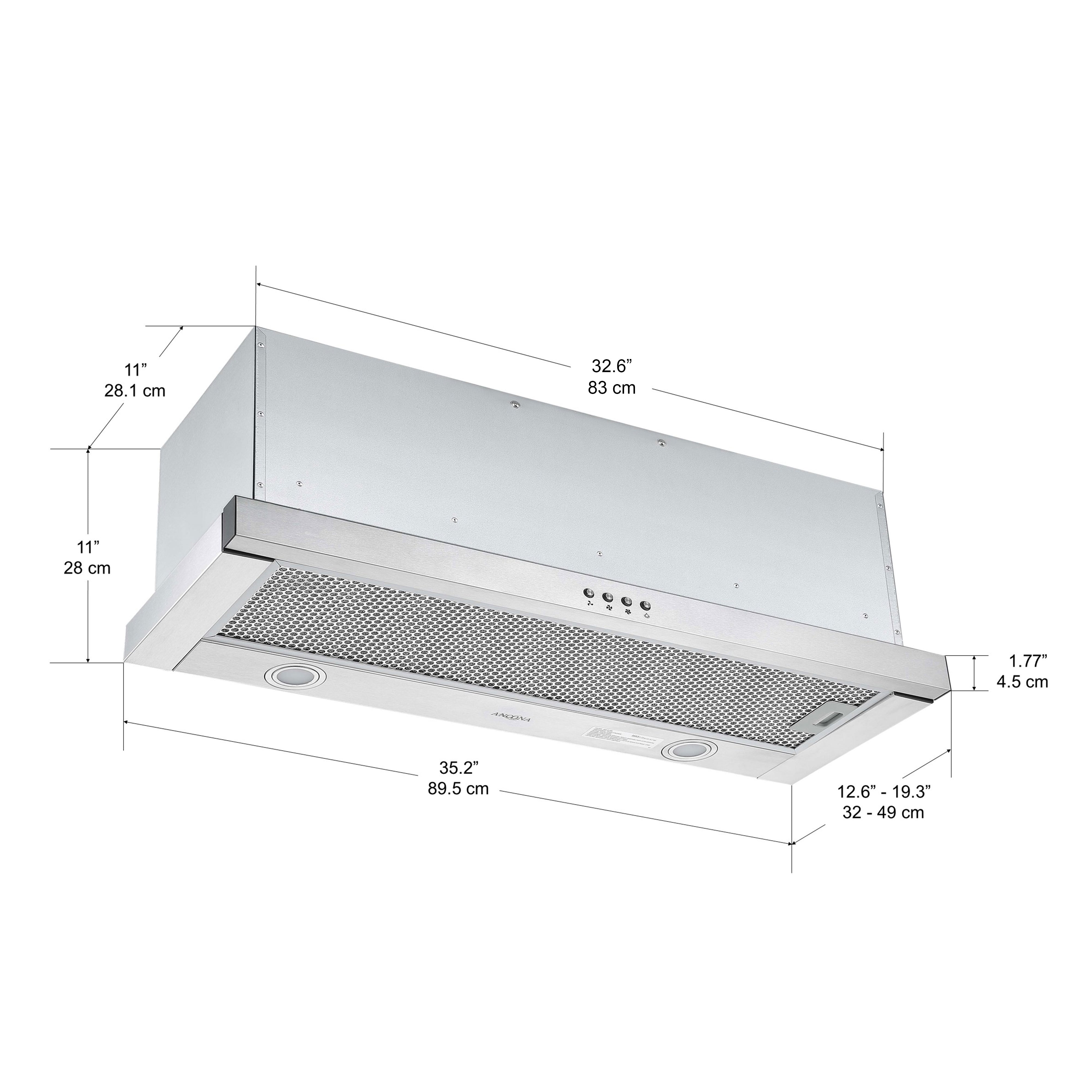 Forte 436 36-Inch Stainless Steel Slide-Out Range Hood - Powerful Ventilation for Kitchen, Cooking, and Smoke Removal