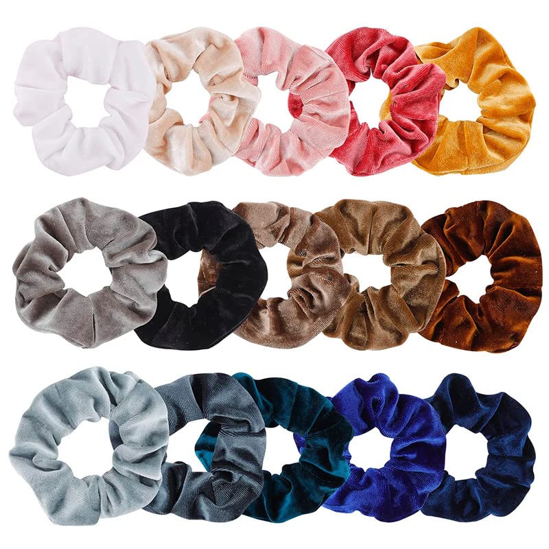 12Pcs Velvet Hair Scrunchies for Women & Girls - Soft Thick Hair Ties, Elastic Ponytail Holders, Bulk Hair Accessories (Multicolor) - Perfect for Workouts, Office, School & Everyday Use